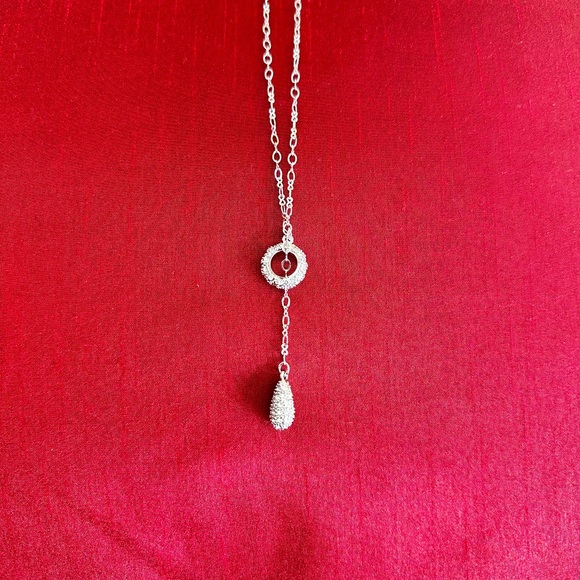 Lia Sophia Silvertone and Crystal Y Necklace 18-20” - Picture 4 of 6